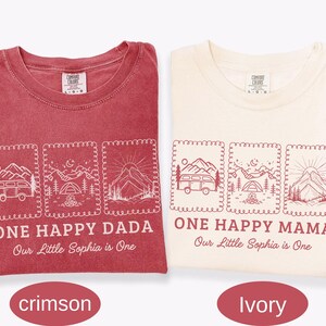 One Happy Camper Family Shirts, One Happy Mama Dada, Camper 1st Birthday Outfit, Matching Family Camping Shirts, Custom Name Shirt immagine 7