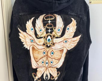 Hand-Painted Seraphim Denim Levi’s Jacket,  Medium Relaxed Fit