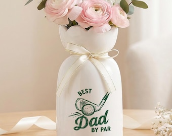 Golf Dad Gift, Personalized Ceramic Flower Vase, Father’s Day Desk Decor, Best Dad Plant Vase, Golf Lover Home Decor