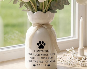 Personalized Pet Memorial Ceramic Keepsake, Paw Print Sympathy Gift, Custom Pet Name, I Loved You For Your Whole Life Quote, Home Decor