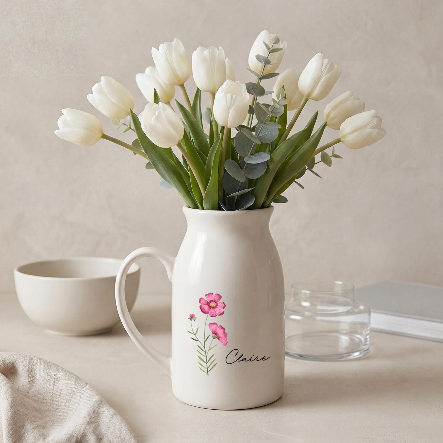ピンクの陶器の花瓶 - Etsy 日本