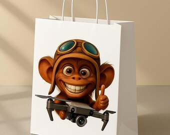 Happy Pilot Monkey with Drone Sticker