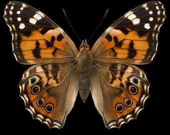 Majestic Painted Lady Butterfly Specimen Art