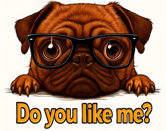 Adorable Pug with Glasses