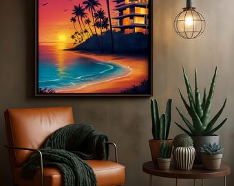 Tropical Sunset Paradise: Coastal Serenity Art Print