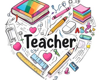 Teacher Appreciation Heart: School Supplies Design