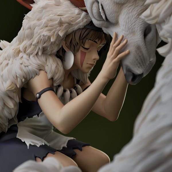 Prinzessin Mononoke 3D Model STL Datei - Waldgeist & San Sammlerstatue
