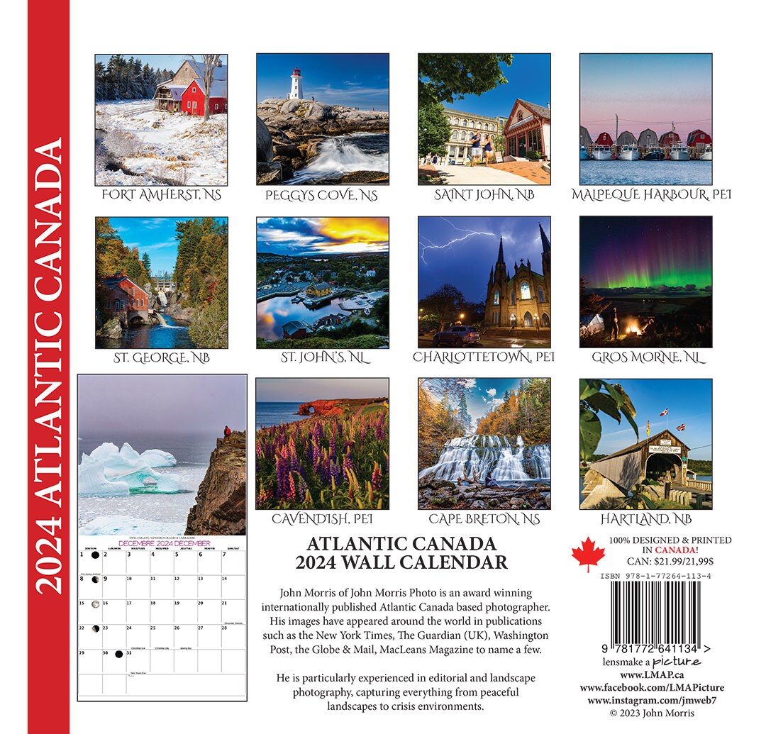 2024 Large Atlantic Canada Wall Calendar, 12x11.5, Calendar, Nova