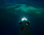 Aurora/Northern Lights over Cape Tryon Lighthouse, Prince Edward Island, PEI Art, PEI Prints, PEI Photo, Living Room Wall Art, Borealis