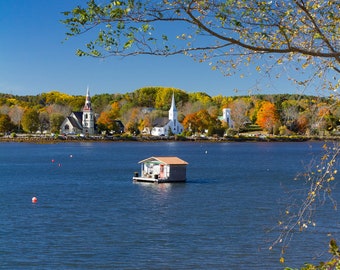 Three Churches in Mahone Bay, Nova Scotia, nova scotia art, wall decor, south shore, southern shore