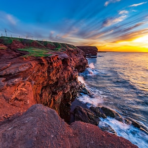 Prince Edward Island&#39;s Cape Tryon Lighthouse at sunset. wall decor, pei art, Prince Edward Island Wall Art, Photography, living room, sunset