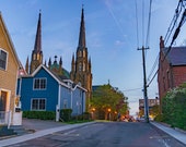 Downtown Charlottetown with St. Dunstan's Basilica Parish, a PEI Print, Prince Edward Island Wall Art, Photography