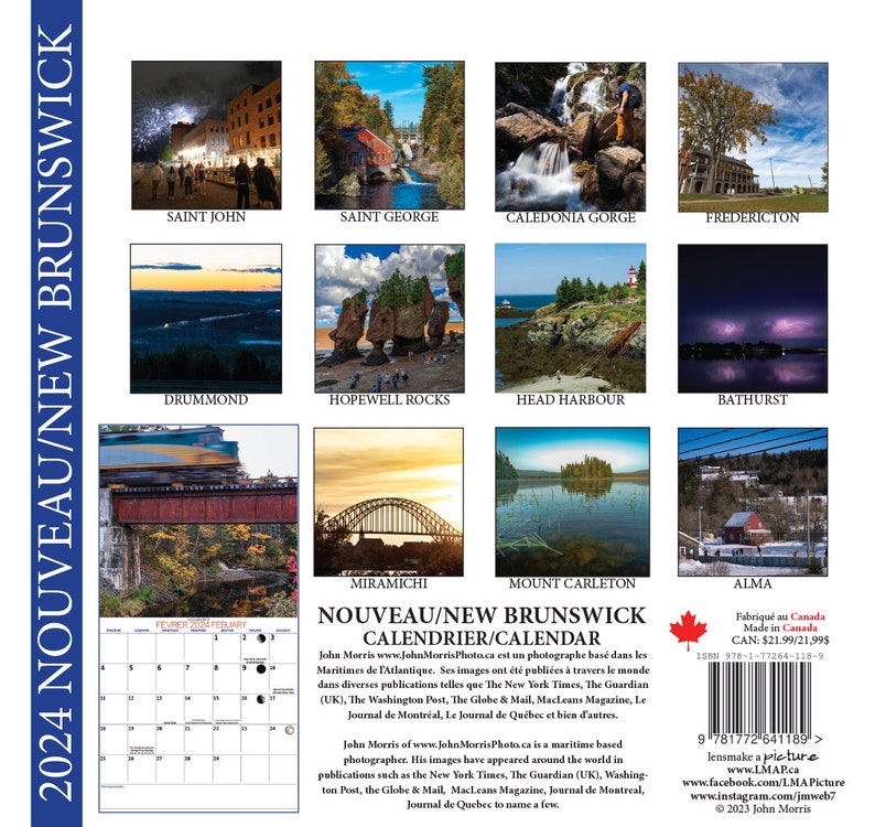 2024 Large New Brunswick Wall Calendar 12x11.5 Etsy