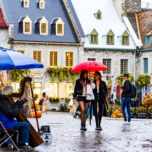 Rainy Old Quebec City/Vieux-Québec during the fall, Quebec City photography, Quebec City art, travel print, Vieux-Québec, Canada Art,