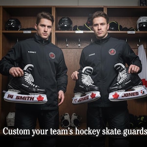 Custom Hockey Skate Guards • Skate Soakers Personalized Blade Covers with Name & Number • Team Color Skate Covers • Protective Skate Guard