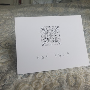 Eat Shit-wenskaart - blanco binnenkant handgemaakt - Sassy onbeleefd verjaardagsvriend grappig cadeau volwassen humor
