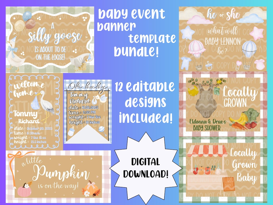 Editable Baby Banner Template BUNDLE | Printable Party Mockup (digital ...