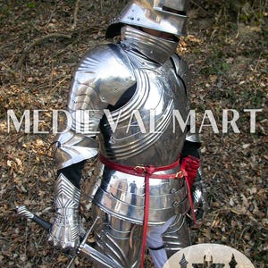 MEDIEVALMART Medieval 15th century Germans knight warrior warble full body complete metal armor costume with Sword and Chain mail Inner
