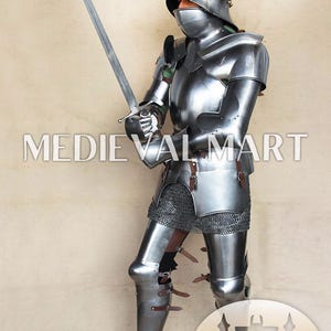 MEDIEVALMART Medieval 15th century Germans knight warrior warble full body complete metal armor costume with Sword and Chain mail Inner