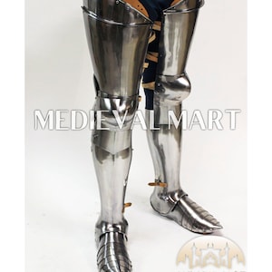 MEDIEVALMART Greaves Medieval Knight Legs Guard With Shoes ~ 18 Gauge Steel Legs Armour Gift for Halloween