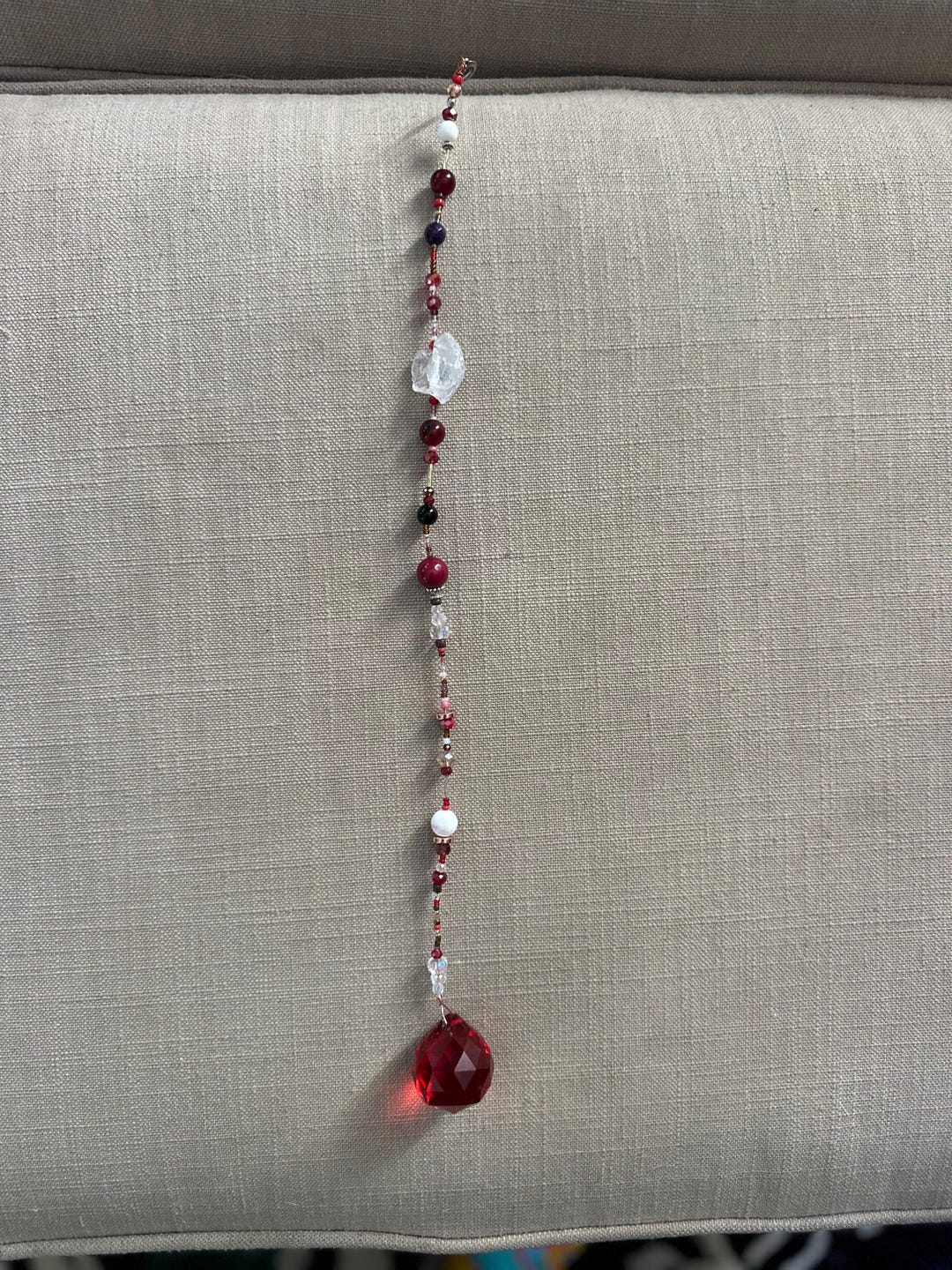 Ruby Red Crystal Suncatcher, Garnet Colored Prism Window Decor ...