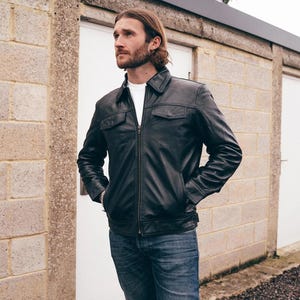 Giacca in pelle di agnello nera da uomo – Abbigliamento casual in vera pelle stile motociclista