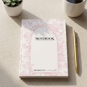 Printable Notebook Template, 50 Page Digital Lined Notebook PDF, Floral Vintage Journal Insert,  Back to school notebook