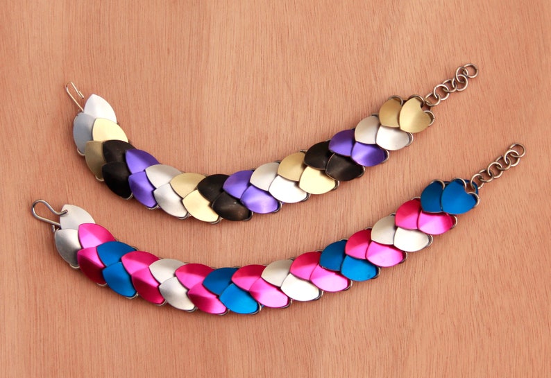 Rainbow Scale Maille Bracelet Etsy