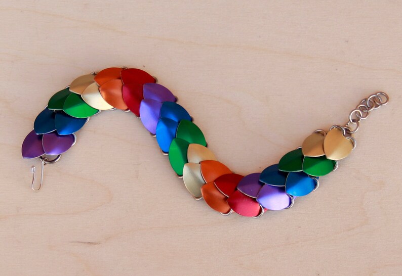 Rainbow Scale Maille Bracelet Etsy