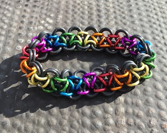 Rainbow and Black Japanese Bracelet (Thin)