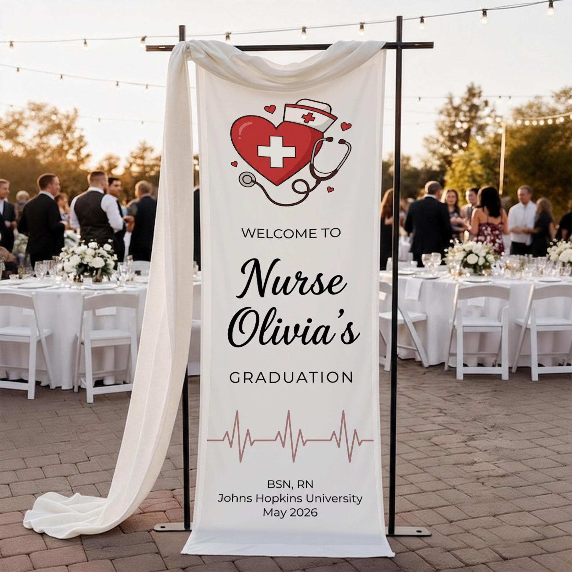 Personalized Nurse Graduation Banner, Cotton Linen Tapestry for Nursing ...