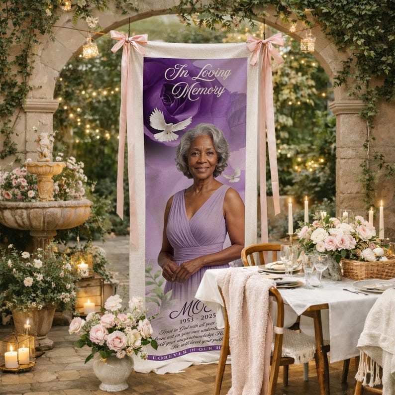 Personalized Cotton Linen Memorial Tapestry With Photo, Custom Funeral ...