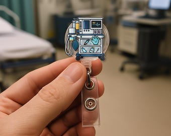 Anesthesia Machine Badge Reel: Funny CRNA Anesthesiologist Medical ID Holder