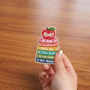 Custom Embroidered Teacher Patch: Personalized Name Stacked Books Motivated Quotes Applique