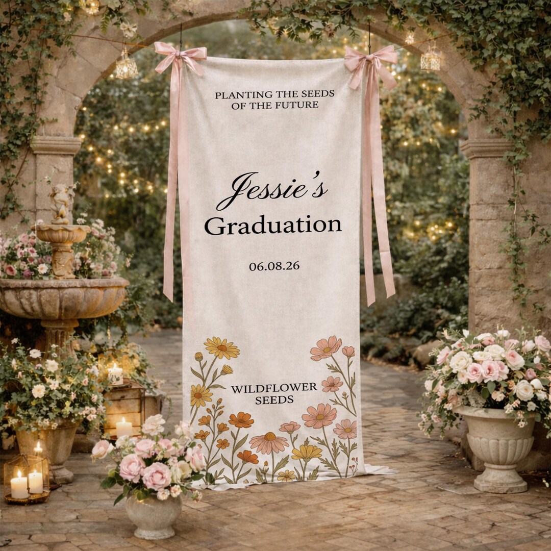Spring Graduation Linen Personalized Wildflower Graduation Linen Tapestry: Custom Botanical ...
