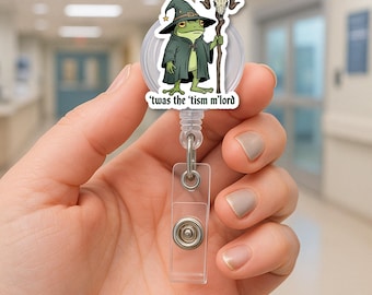 Wizard Frog Badge Reel: Gothic Witch Retractable ID Holder
