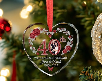 Personalized Photo Heart Ornament: 40th Anniversary Keepsake