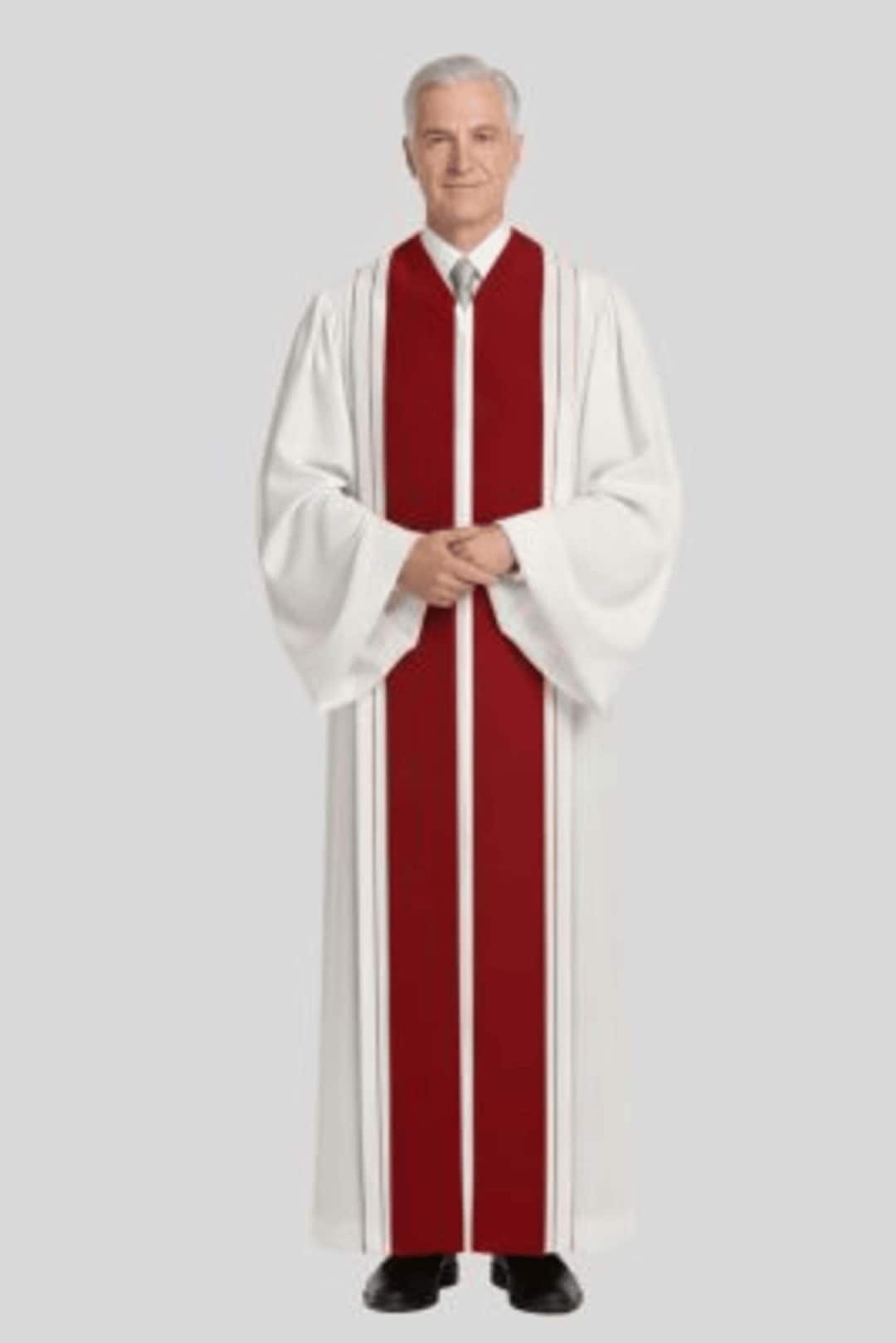 Redemption White Clergy Robe With Bold Red Velvet Panel - Etsy