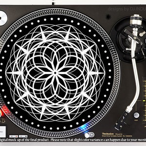 DJ Industries - ホワイト ブロッサム マンダラ - DJ スリップマット LP レコード プレーヤー ターンテーブル