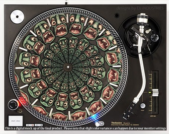 DJ Industries - Fenakistoscopio Green Monster - Alfombrilla para DJ