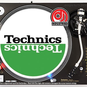 DJ Industries - Technics Mirror Classic bk/grn/wh - DJ スリップマット LP レコード プレーヤー ターンテーブル