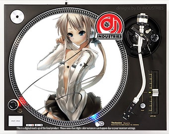 DJ Industries - Anime Headphone Girl Aya - DJ slipmat LP record player turntable