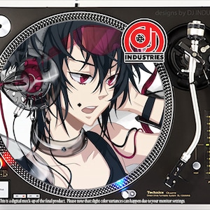 DJ Industries - Anime Headphone Girl Akumi - DJ slipmat LP record player turntable