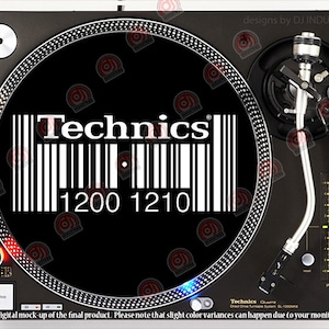 DJ Industries - Technics バーコード - DJ スリップマット LP レコード プレーヤー ターンテーブル