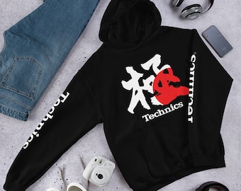 Wear Technics - Technics Japan sudadera negra con capucha