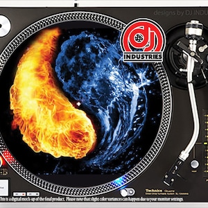 DJ Industries - Fire and Water Ying Yang - DJ slipmat LP record player turntable