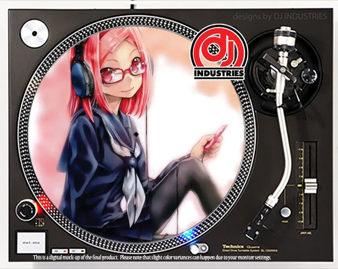 DJ Industries - Anime Headphone Girl Amanda - DJ slipmat LP record player turntable