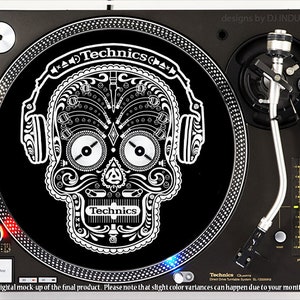 DJ Industries - Technics Skull Black - DJ スリップマット LP レコード プレーヤー ターンテーブル