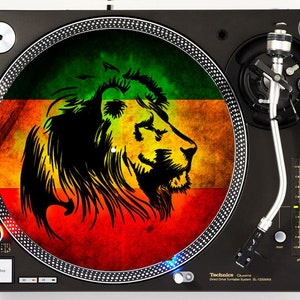 DJ Industries - Rasta Lion - DJ スリップマット LP レコード プレーヤー ターンテーブル