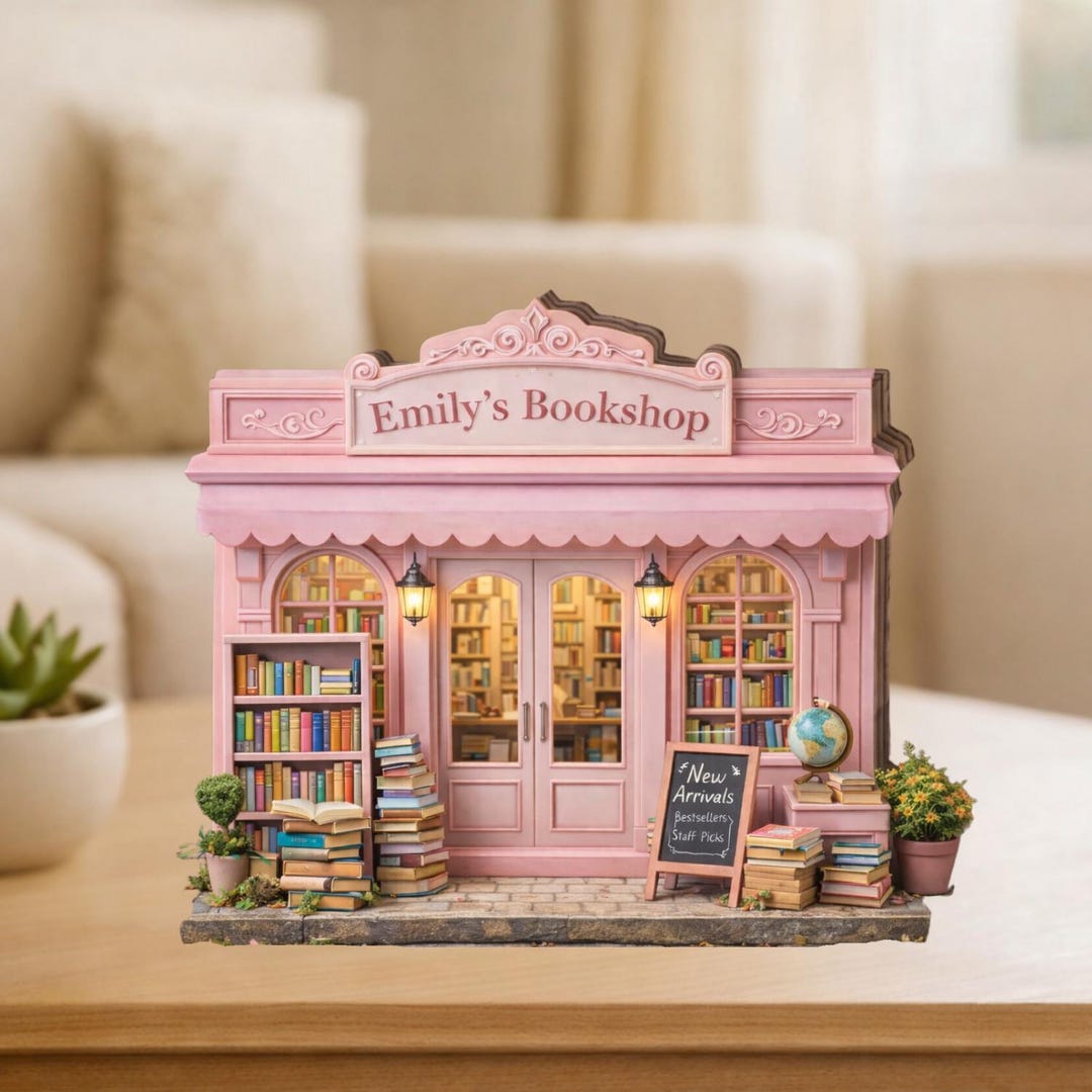 Personalized Bookshop Wooden Block Sign, Custom Bookstore Storefront ...